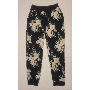 See You Monday Black Floral Joggers
